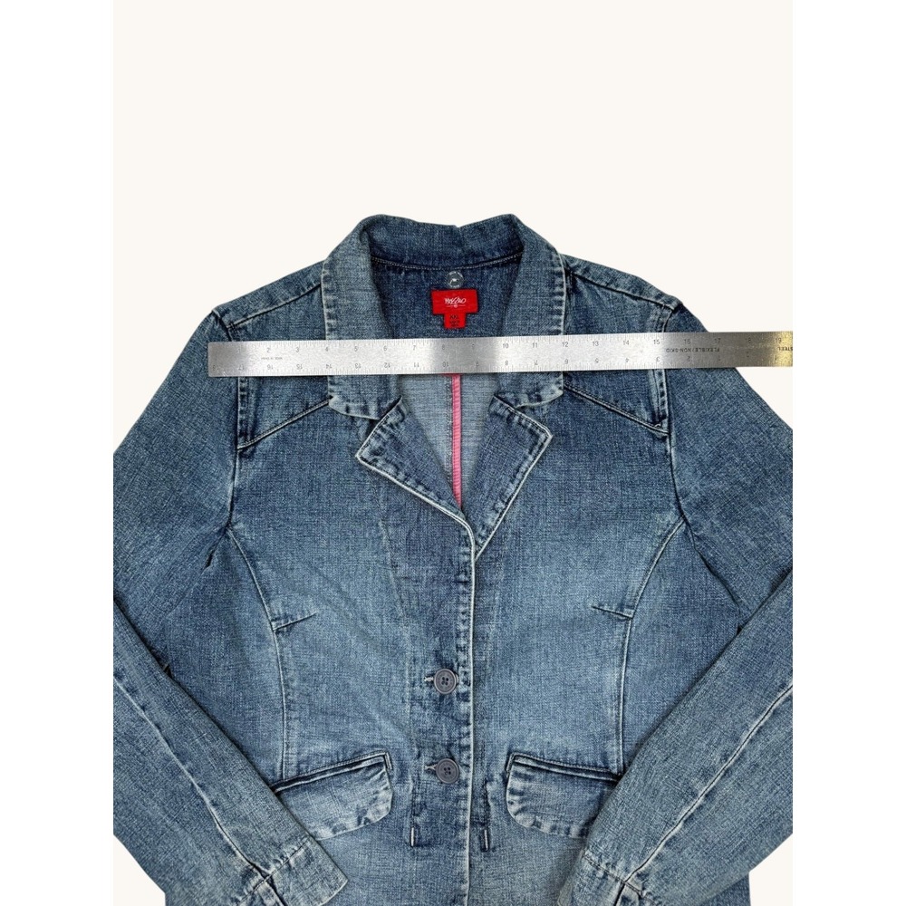 Mossimo Denim Blazer Jacket Womens XXL Blue Jean Two Button Stretch Cotton Blend - Picture 4 of 7